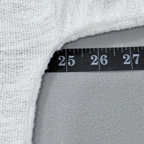 Cherish Ruched V-Back Slit Hem top Womens sz M White Beach Coastal Nautical - Picture 7 of 9